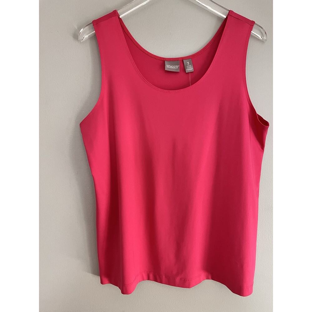 NWT Chico's Microfeel Timeless Tank Bright Pink Sleeveless Nylon Size 3 XL